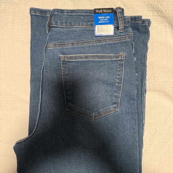 Well Worn Dark Blue Flare Jeans - Picture 2 of 2